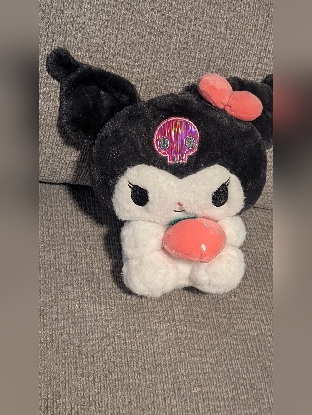Kuromi Black & White Plush Character with Pink Bow and Strawberry Nwot - Picture 5 of 5